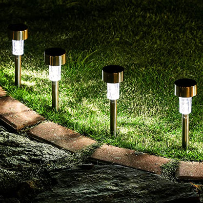 GIGALUMI 16 Pack Solar Lights Outdoor Waterproof, Stainless Steel - color: Cold White