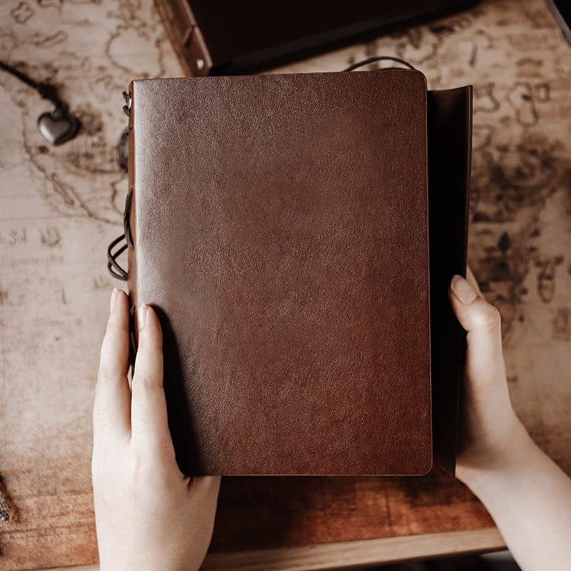 Photo Album 4x6 160 Photos, Leather Photo Albums with Writing Space With 30 Writing Paper, Travel Family Wedding Kids Graduation Ultrasound Baby Picture Album Scrapbook Photo Album - color: Simple Style