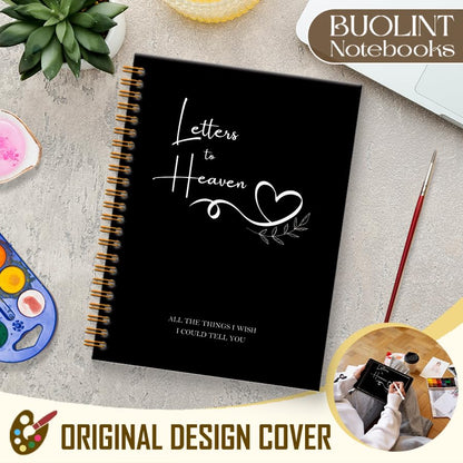 Letters to Heaven Notebook Journal 5.5x8.3, Grief Journal for Women, Memorial Sympathy Gifts for Loss of Loved One, Remembrance Bereavement Gifts Spiral Hardcover Notebook(Black) - color: Black