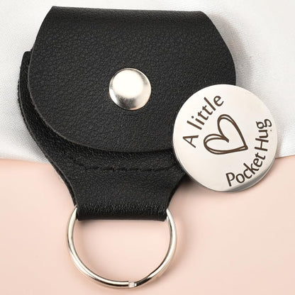 ShiQiao Spl Memorial Gifts for Loss of Loved One Sympathy Remembrance Gift Pocket Hug Token Keychain Coin Bereavement Condolence Gifts for Women Men Boys Girls with PU Leather Key Chains - color: Someone We Love is in Heaven
