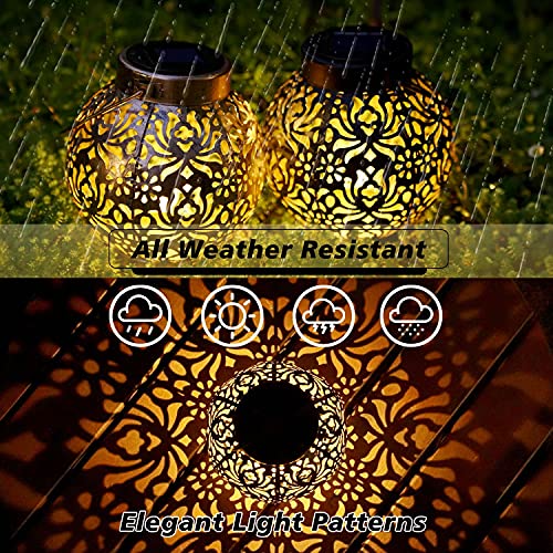 Set of 2 Solar Hanging Lanterns Outdoor for Garden Patio, Black - color: Black