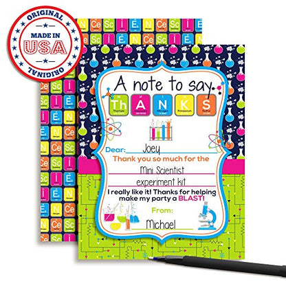 Amanda Creation Science Thank You Cards, 10 Pack 4x5.5 Science Thank You Notes with Envelopes, Kids Lab Experiment Birthday Design - style: Science Party