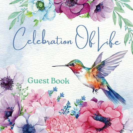 Floral Hummingbird Funeral Guest Book At Memorial Services- Celebration Of Life: 300 Sign In Entries