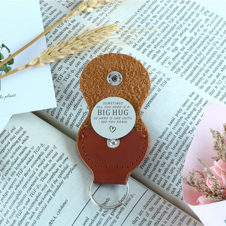 Encouragement Thinking of You Long Distance Relationship Gifts for Women Men Friends Coworkers Daughter Someone Moving Away Metal Double Sided Pocket Hug Token for Graduation Birthday Christmas