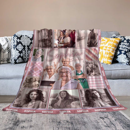 Artsadd Personalized Blanket in Memory of Mother Father, Custom Throws with Picture Text Name, Memorial Gift for Loss of Loved One,Remembrance Gift - color: Multi Photos+multi Names 01