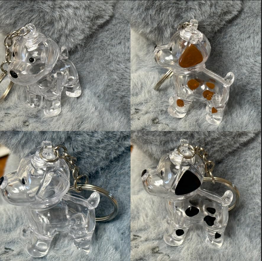 EPMANN 4Pcs Dog Hair Collector Keychain Charm Memorial Storage Box, Transparent Bottle for Pet Hairs Keychain - style: B