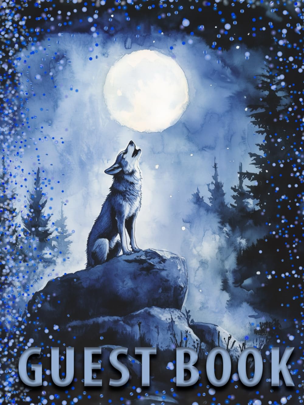 Guest Book: Wolf Guest Book for vacation Home a wedding set for the memorial, funeral service, memorial service -110 Lined Pages