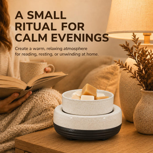 Wax Melts Warmer, Ceramic Candle Melter Melting Wax 3-in-1 Oil Burner Electric Fits Yankee Large Jar, Scented Candle Holder for Home Decor Gifts for Mom Grandma Women Girls - color: Beige Black