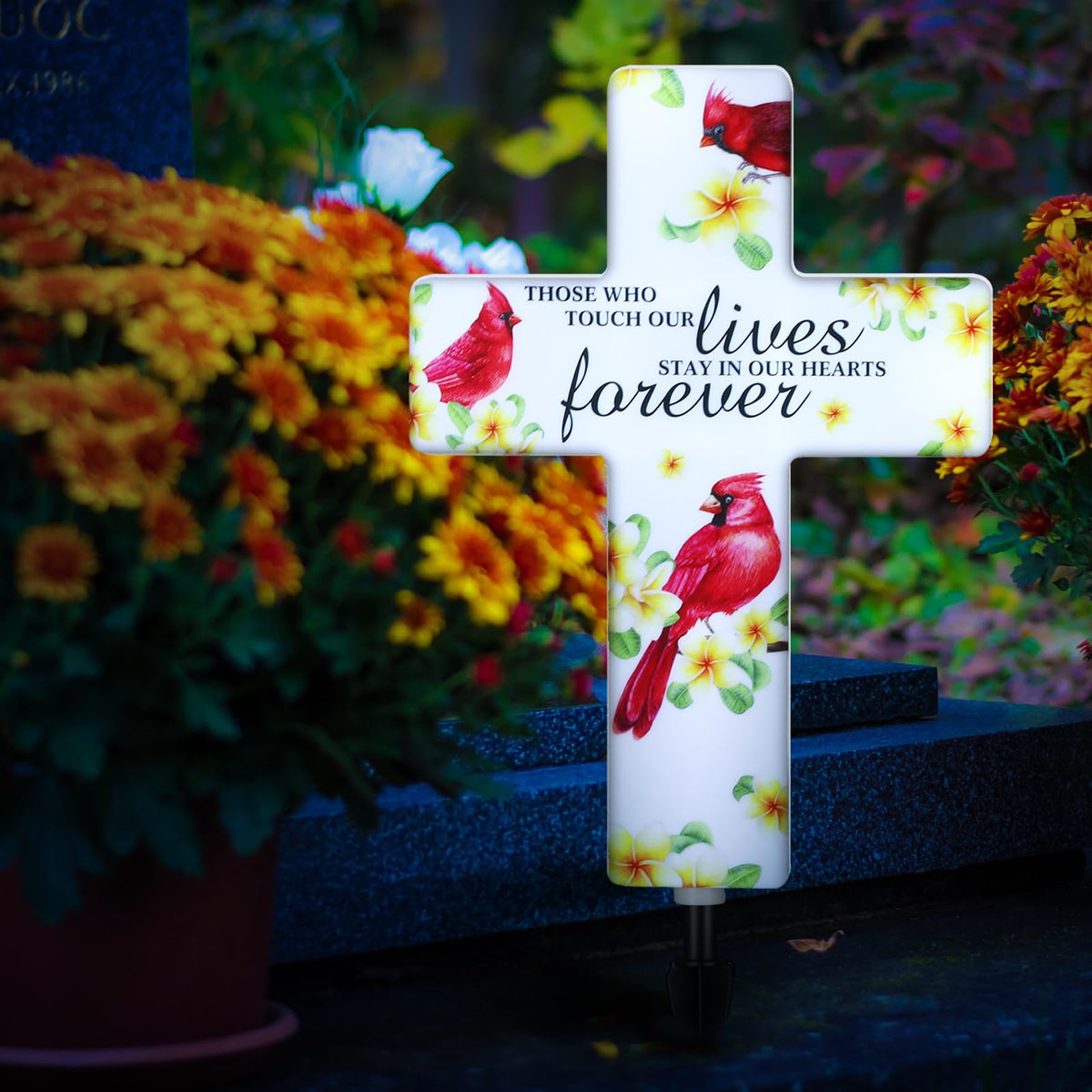 Yousoontic Solar Cross Lights Cardinal Grave Outdoor Stake, Retro Style - style: Retro