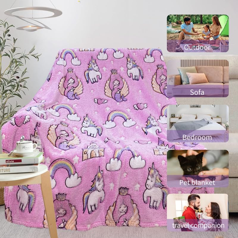 COMFAR Mermaid Blanket for Girls 4-6, Gifts Girls, Kids Blankets Toddler Kids, Personalized Baby Cute Teen Girls,Birthday 50inx 60in - color: Mermaid, size: 50"x 60"