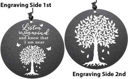 Sympathy Wind Chimes with Engraved Tree of Life, 32" Memorial Wind Chimes for Loss of a Loved One Prime,Memorial/Sympathy/Remembrance Gifts,Wind Chimes for Outside Garden & Home Decor (Black)