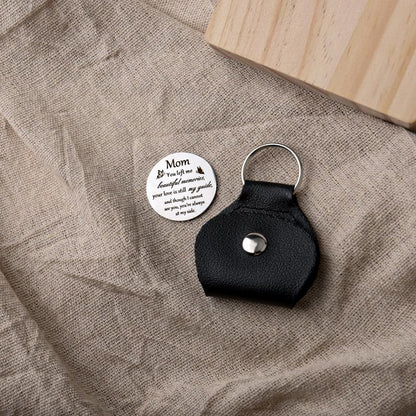 Pocket Hug Token for Women Mom Friend Birthday gifts for Her Him Long Distance Gifts for Men Dad Son Inspirational Keychain - color: Mom You Left Me