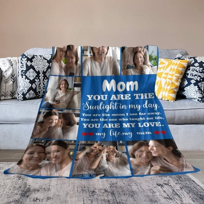 Personalized Blanket for Mom Gift on Mother's Day Birthday, Custom Throws with Picture Text Name, Photo Blankets, Made in USA - color: Design 12