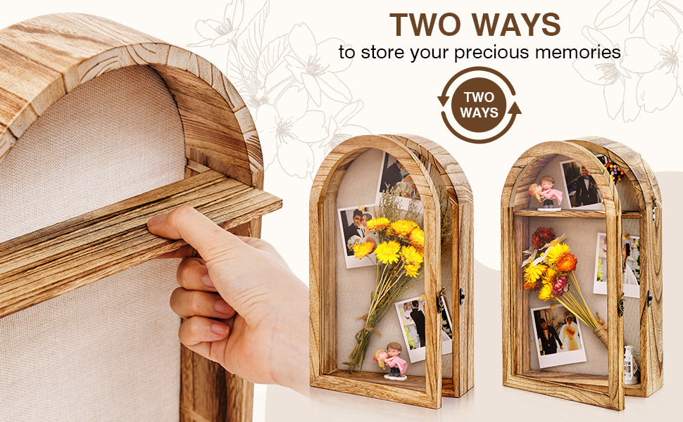 DGWJSU Shadow Box Frame 10x16 Large Shadow Boxes Display Cases with Linen Back and Removable Shelves, Picture Frame Wedding Bouquet Memorabilia Medals Photos Memory Box for Keepsakes (Black) - color: Black
