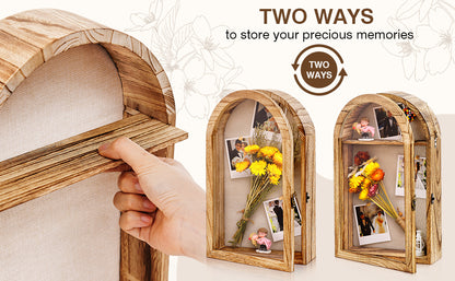 DGWJSU Shadow Box Frame 10x16 Large Shadow Boxes Display Cases with Linen Back and Removable Shelves, Picture Frame Wedding Bouquet Memorabilia Medals Photos Memory Box for Keepsakes (Black) - color: Black