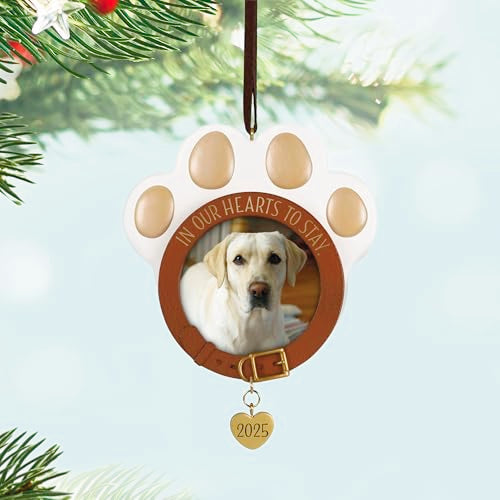 Hallmark Keepsake Christmas Ornament, in Our Hearts to Stay Paw Print Pet Photo Frame, Year-Dated 2025