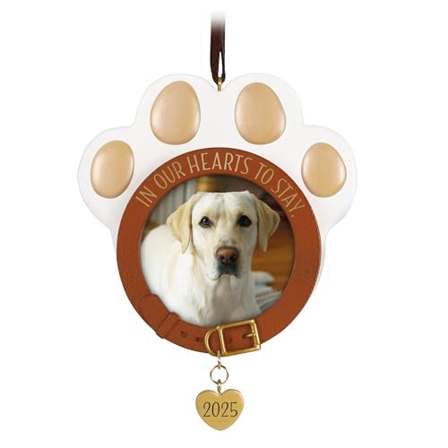 Hallmark Keepsake Christmas Ornament, in Our Hearts to Stay Paw Print Pet Photo Frame, Year-Dated 2025