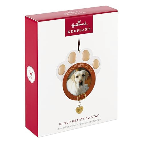 Hallmark Keepsake Christmas Ornament, in Our Hearts to Stay Paw Print Pet Photo Frame, Year-Dated 2025